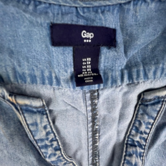 Gap Chambray Women's Dress Extra Small Sleeveless Henley Tencel Denim Casual - Picture 6 of 12